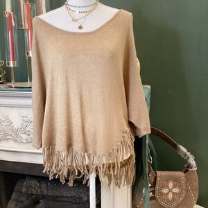 Unk Fringed Beige Poncho